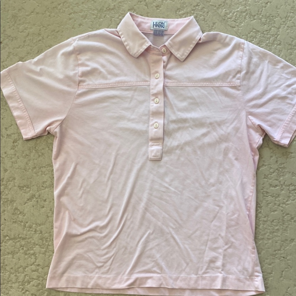 Light Pink Textured Golf Polo Shirt with Classic Collar